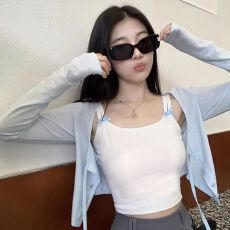 批发官图 防晒衫薄辣妹女小衫夏系带纯欲修身短款上衣空调<b class='q'>短外套</b>