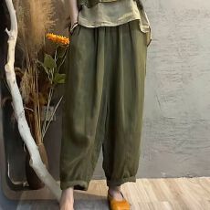 批发已出货 时尚棉麻套装<b class='q'>女</b>夏季新款印花拼接上衣<b class='q'>哈伦裤</b>显瘦两件套
