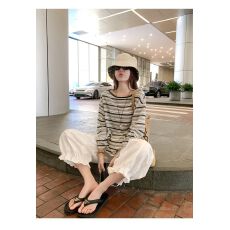 批发原版色织条韩系黑色条纹长袖防晒罩衫女春宽松慵懒薄款上衣