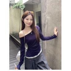 批发官图+<b class='q'>莫代尔</b>人棉原版质量一字肩白色蕾丝斜肩<b class='q'>T</b><b class='q'>恤</b>露肩