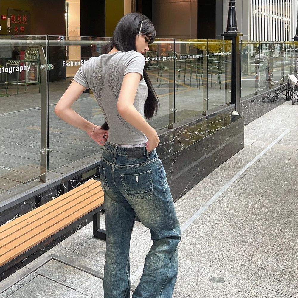 있음 선적 대외 무역 원본 품질 천사 날개 핫픽스 반팔 티셔츠 쇼트 스타일 맨위