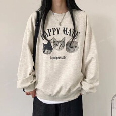 批发韩版原宿BF加绒加厚套头圆领卫衣女学生盐系宽松上衣秋冬季外套