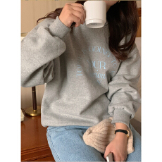 批发加绒 韩版原宿BF套头圆领卫衣女学生盐系宽松上衣秋冬季外套