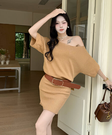 한 부서 드레스 작은 검은 드레스 여름 치마 타이트 스커트 작은 키 품격 섹시함 허리 수축 오프숄더