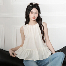 批发高级感杏色背心女夏外穿2026新款绝美设计感宽松热辣<b class='q'>无袖</b>上衣