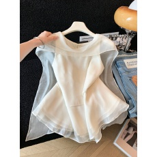 批发法式度假无袖上衣女2026夏季夏设计感小众背心衬衫<b class='q'>雪纺</b><b class='q'>衫</b>
