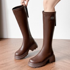 批发2025秋冬新款<b class='q'>英伦</b>风长筒靴厚底显瘦百搭高筒骑士靴货号