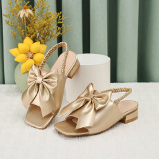 批发2025<b class='q'>夏</b>季新款儿童凉鞋镂空平底蝴蝶结松紧带货号