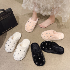 批发2025<b class='q'>秋</b>冬季新款厚底加绒保暖拖鞋毛毛鞋货号