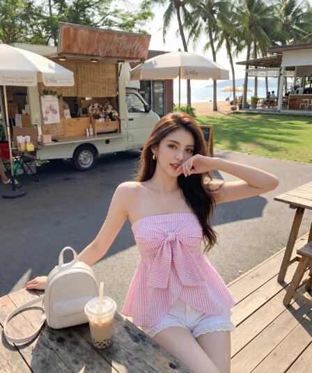 실사 정가 배색 체크무늬 튜브탑 나비 넥타이 순수한 욕망 허리 수축 작은 대중 몸매 가꾸기 벨트 가슴 패드 튜브탑 맨위