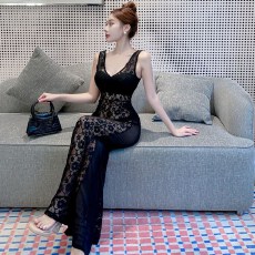 批发实拍夜场性感蕾丝透视镂空工衣<b class='q'>连衣裙</b>KTV佳丽小姐桑拿长裙晚礼服