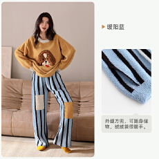 批发厂家现获绒<b class='q'>睡衣</b>女士冬季秋冬珊瑚绒保暖毛绒绒家居服