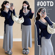 批发实拍新款孕妇加厚毛衣两件套<b class='q'>大码</b>孕妇套装潮妈显瘦韩版孕妇装