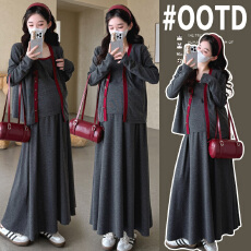 批发实拍新款孕妇套装慵懒松弛感吊带＋开衫＋可调节半身裙三件套