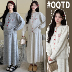 实拍  新款孕妇冬装加厚孕妇两件套韩版毛衣＋可调节半身裙套装