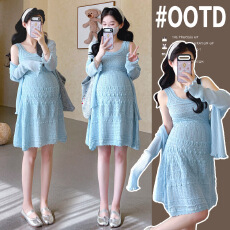 批发实拍 新款<b class='q'>孕妇</b><b class='q'>两件套</b><b class='q'>修身</b>显瘦针织背心裙+莱赛尔天丝上衣<b class='q'>孕妇</b><b class='q'>套装</b>