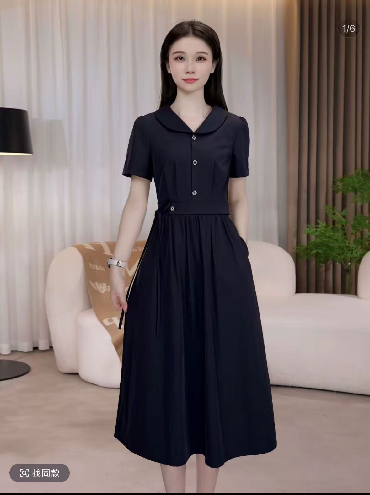 뮤 뮤 의류 제품 프랑스식 미니멀리즘 캐주얼 품격 다용도 드레스 2026 봄 새로운 허리 수축 슬림해 보이는 중간 길이 스커트