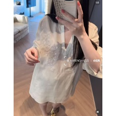 批发重工刺绣麻料衬衣