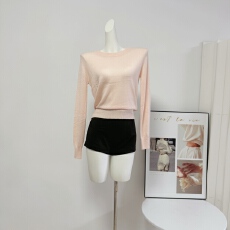 批发蝶宝嘻 超显瘦 正肩圆领堆堆感羊毛三色上衣内搭针织<b class='q'>打底衫</b>女秋冬