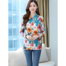 批发春季ins潮女装花衬衫港风<b class='q'>长袖</b>衬衣日系沙滩度假薄款上衣