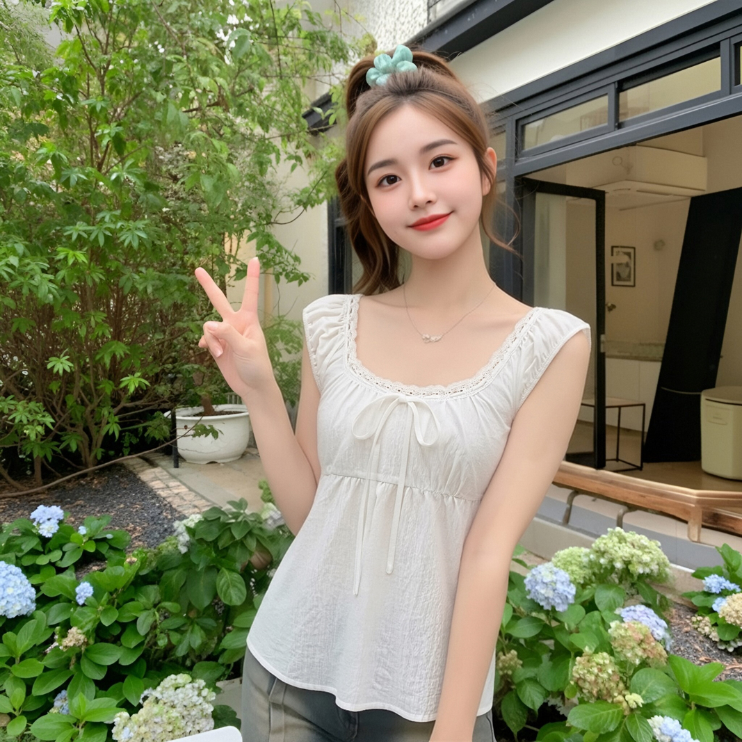 오프숄더 시폰 셔츠 여성 여름 디자인 센스 작은 대중 프랑스식 품격 루즈핏 맨위