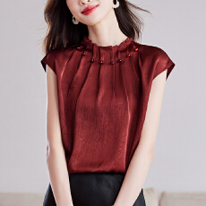 批发<b class='q'>实拍</b><b class='q'>衬衫</b>女夏2026新款高级感小个子气质立领轻奢减龄洋气钉珠上衣