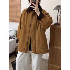 批发复古<b class='q'>文艺</b><b class='q'>范</b>翻领棉服女款冬季高级感新款宽松百搭气质小个子棉衣潮