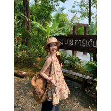 批发实拍实价新款重工刺绣<b class='q'>碎花</b>挂脖吊带背心A字无袖漏肩上衣