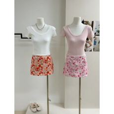 批发CallmeEar//【印花半裙】碎花<b class='q'>短裙</b>法式浪漫低腰a字裙 自带安全裤