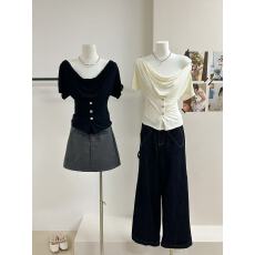 批发YUYUREAL 60s兰精莫代尔超垂坠两穿荡领小上衣设计感修身显瘦上衣