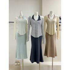 批发白水女 漂亮姐姐 天丝绵羊毛圆领T恤&挂脖露背<b class='q'>连衣裙</b>纯欲慵懒套组