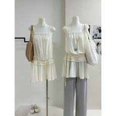 批发im向 露思<b class='q'>同款</b>! 莱赛尔立体抽皱木耳边吊带裙温柔垂感微A<b class='q'>连衣裙</b>