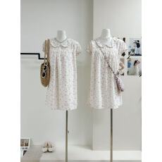 批发PtonUmi春樱漫语  碎花<b class='q'>衬衫</b>裙女早春漂亮娃娃领连衣裙子