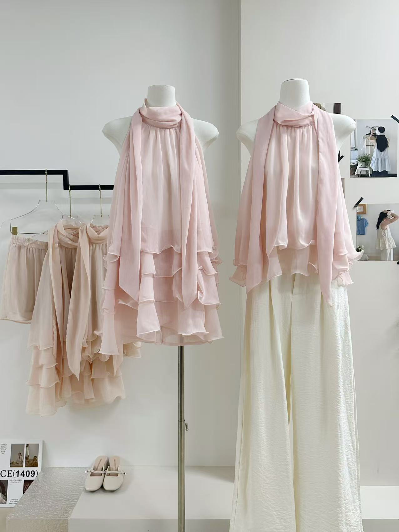 cloudsweet 흰 구름 달콤한 릴리 오브 더 밸리 여름 머리말 분위기 센스 핑크색 행침 목 드레스 민소매 쇼트 스타일 케이크 드레스
