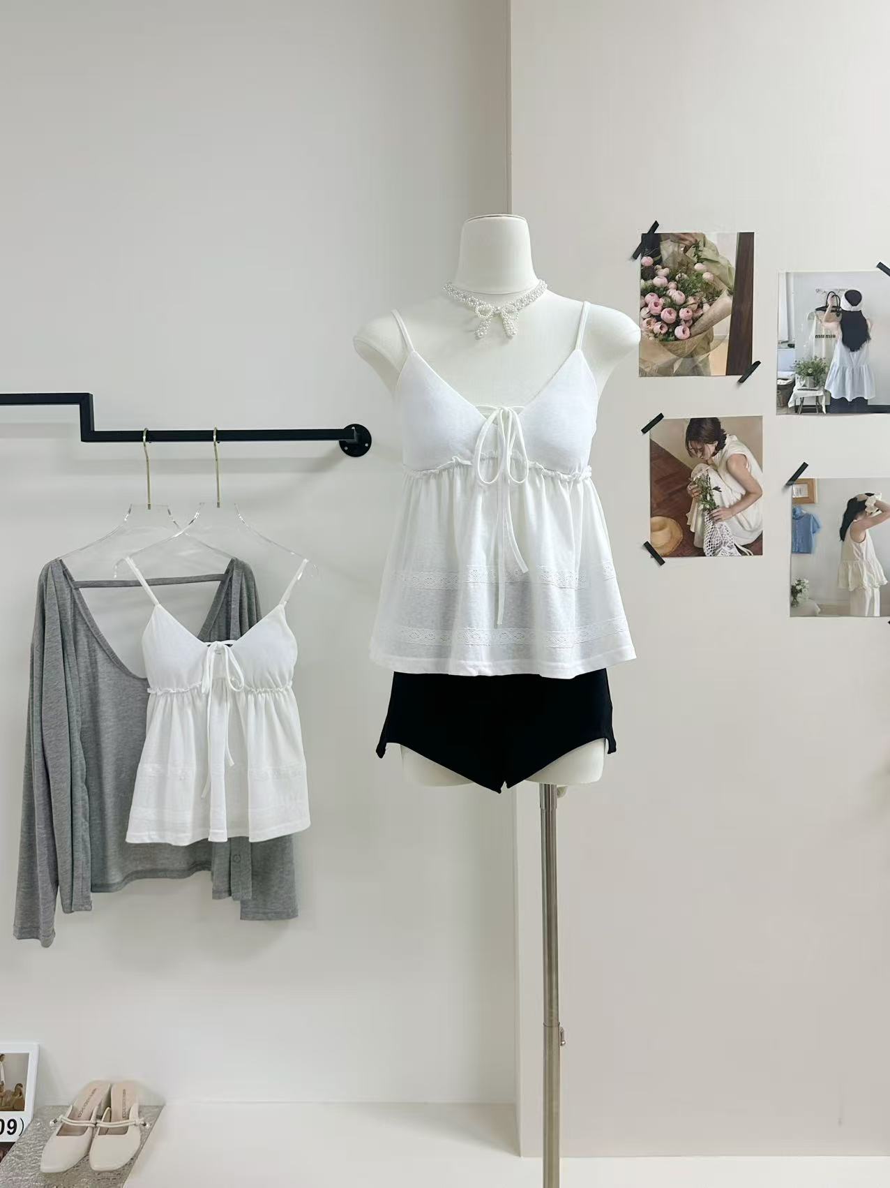 화이트 워터 여성 소녀 마음 눈꽃 면 레이스 측면 캐미솔 여름 한 부서 달콤함 순수한 욕망 슬립 맨위
