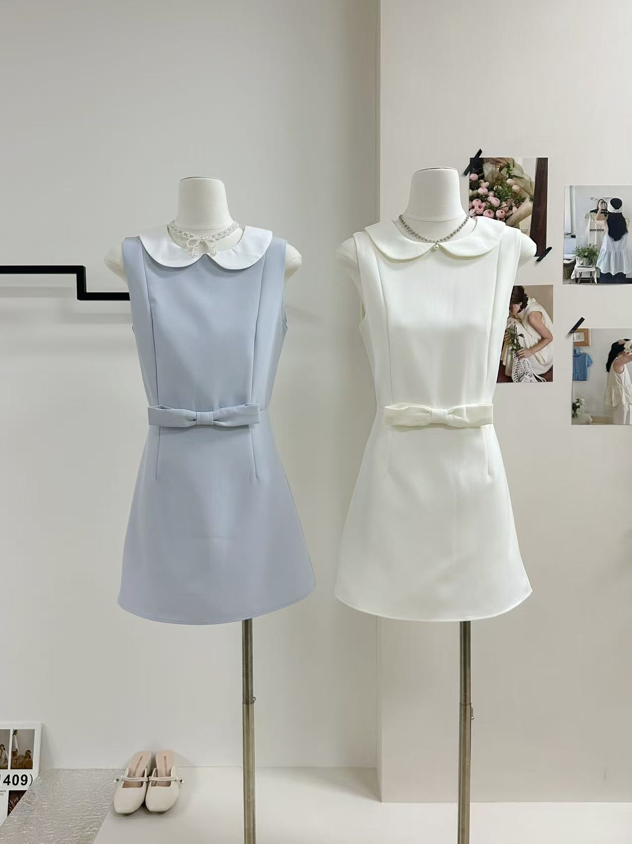 jmshop 윈저 미스 tr 사선 무늬 웨스트 로드 중 베이비 칼라 여성 드레스 허리 수축 슬림해 보이는 민소매 조끼 스커트