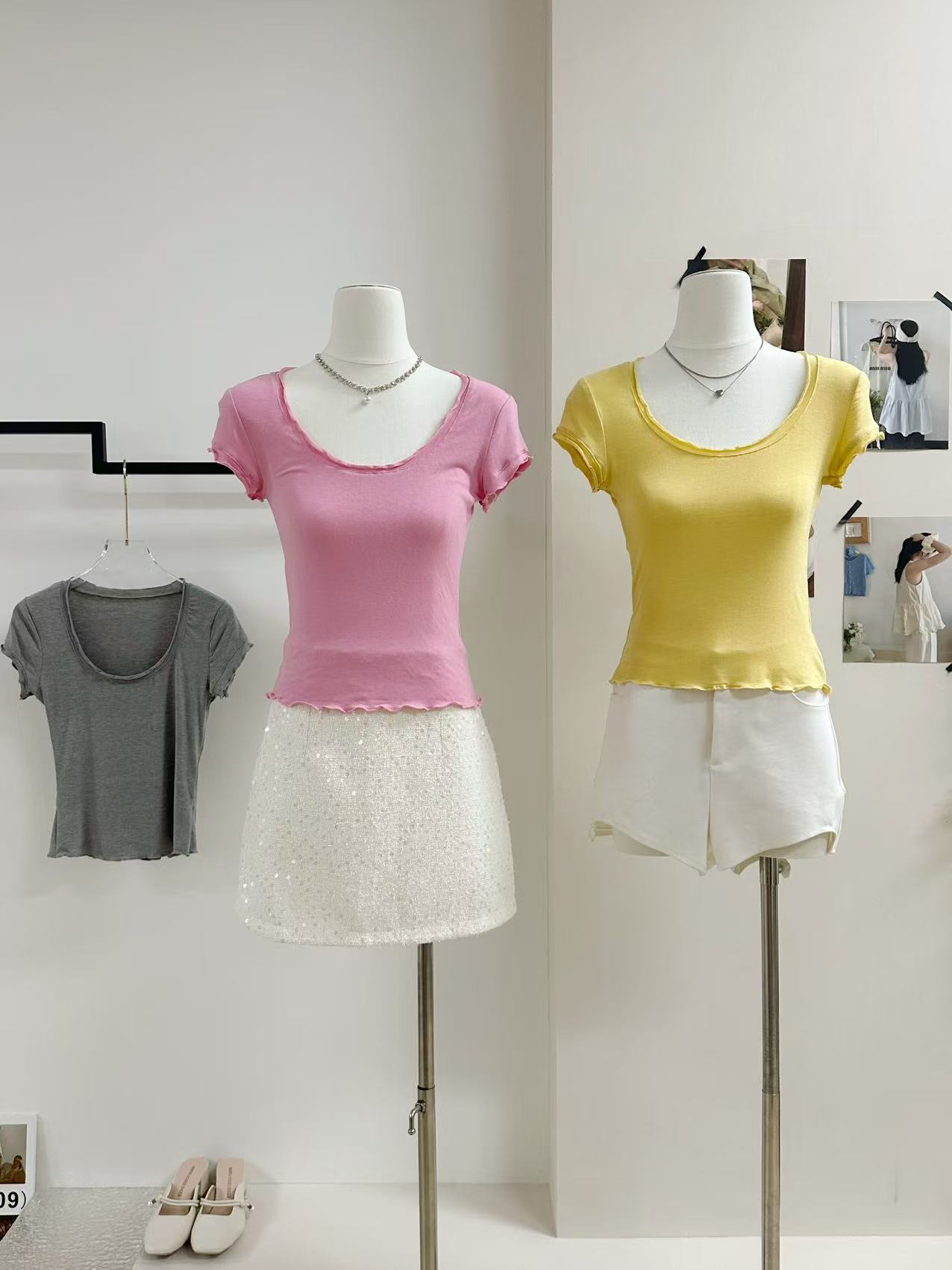jmshop 아름다움 욕망 빛 요리 한 tee 정회원 보존 주간 실크 양모 반팔 티셔츠 여성 u 칼라 물결무늬 측면에 의류