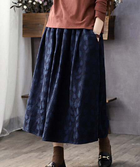 2026 새로운 가을 레트로 문예 면 린넨 자카드 다용도 슬림해 보이는 A라인 스커트 모리 소녀 중간 길이 스커트