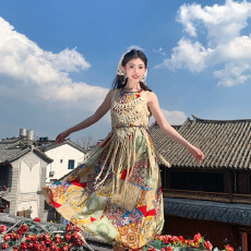 批发云南新疆大西北旅游度假复古<b class='q'>新款</b>流苏吊带背心+民族风百搭连衣裙