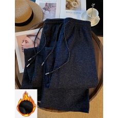 实拍运动裤女冬季加绒加厚2025新款直筒卫裤高腰阔腿裤子