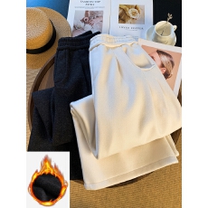 批发实拍阔腿裤女2025年新款冬装高腰直筒加绒休闲卫裤香蕉运动裤