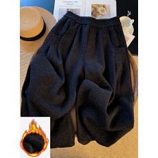 批发实拍阔腿裤女2025年新款冬装高腰直筒加绒休闲卫裤香蕉运动裤