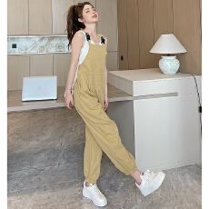 批发百搭<b class='q'>背带裤</b>女春夏季韩版2026新款小个子宽松工装阔腿休闲裤子套装