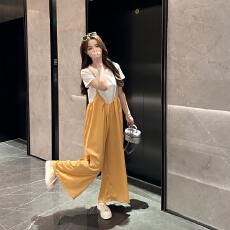 批发实拍2026夏季新款大码宽松吊带裤多巴胺垂感显瘦阔腿<b class='q'>背带裤</b>休闲裤