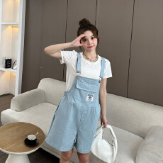 批发学生班服团队服多巴胺甜美撞色休闲短裤女夏季修身马卡龙色背带裤