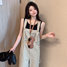 批发实拍休闲工装<b class='q'>背带裤</b>女夏季新款韩版宽松显瘦高腰拖地阔腿连体裤