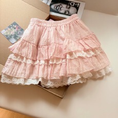 批发法式芭蕾风蓬蓬蛋糕裙女夏季荷叶边短裙<b class='q'>高腰</b>a字蕾丝半身裙