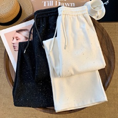 批发慵懒松弛感满天星闪闪烫金糯米裤女秋冬高腰垂感显瘦直筒裤