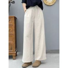 批发2026夏季双层棉纱韩版宽松显瘦时尚百搭松紧腰抽绳休闲<b class='q'>裤</b>女阔腿<b class='q'>裤</b>