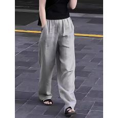 批发灰色慵懒通勤风阔腿<b class='q'>休闲</b>裤女大码梨形身材高腰宽松显瘦百搭直筒裤